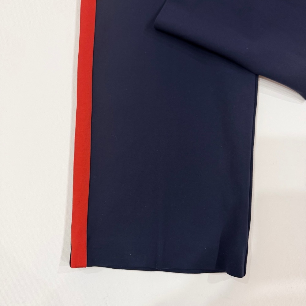 Boden Exeter Wide Leg Trouser Pants Navy with Red Racing Stripe 12P Petite EUC - Picture 3 of 10